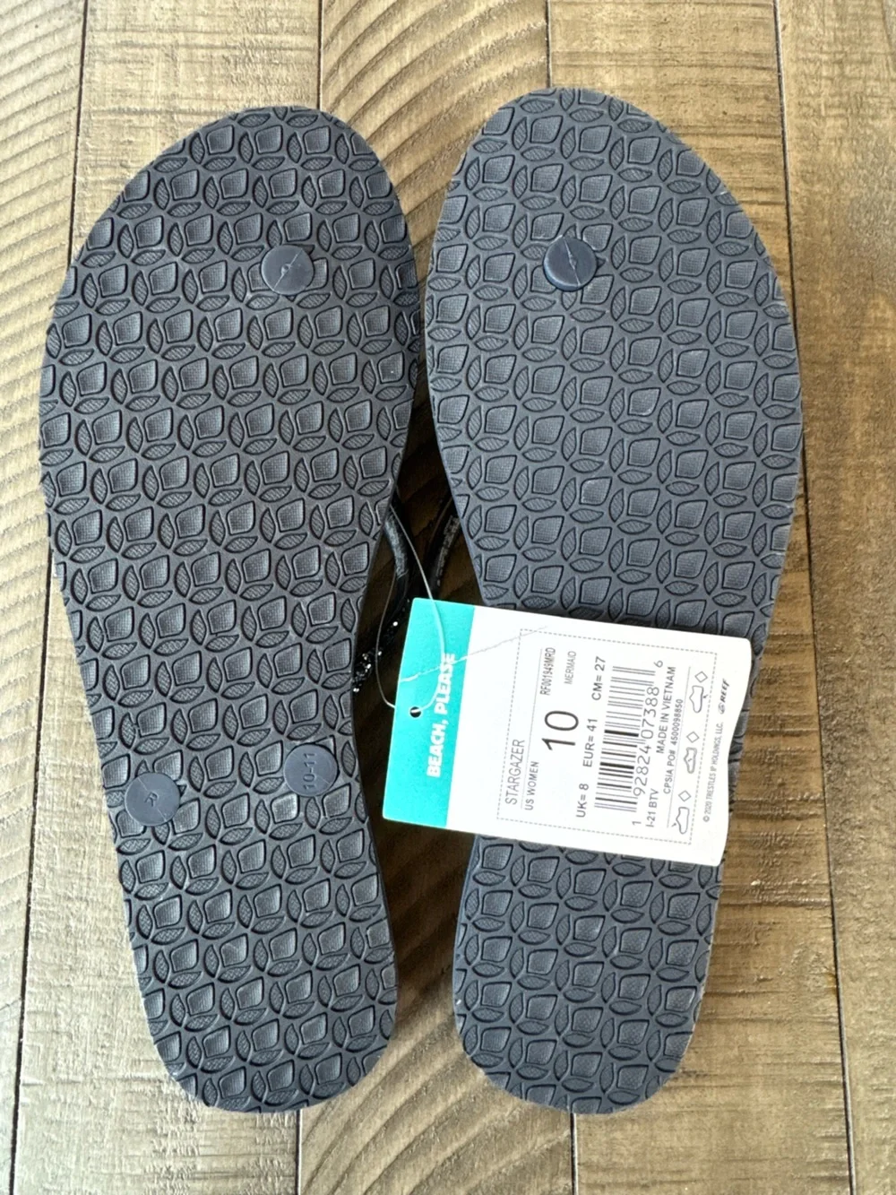 Reef Navy Stargazer Sparkle Flip Flops Women's Size 10 (NWT)